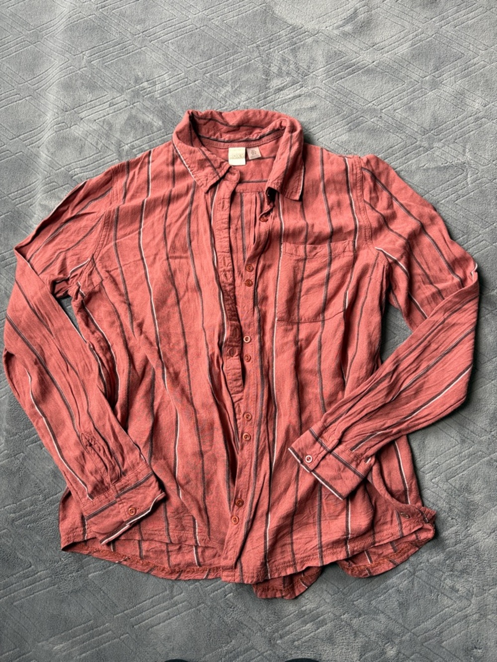 Roxy Button Down Top Shirt Striped US 10